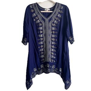Embroidered Beachy Dress M Women Metallic Embellished Artsy‎ Resort Festival